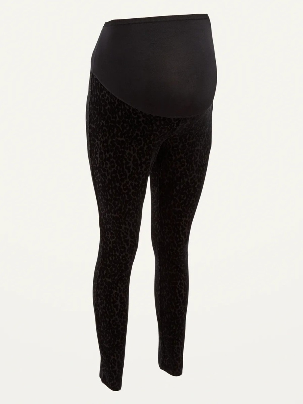 Old Navy Maternity Black Leopard Cheetah Animal Print Velvet Texture Leggings